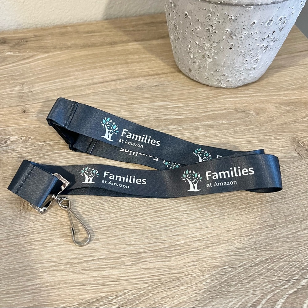 Amazon Families at Amazon 2025 Employee Lanyard Badge Holder Black Logo